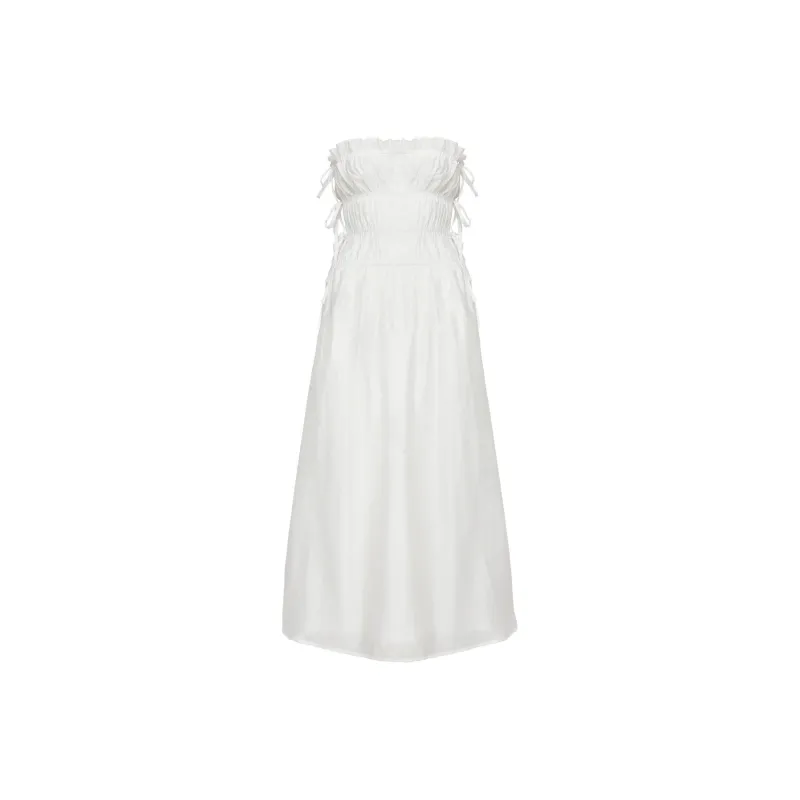 PRINCESS POLLY EMILIANO STRAPLESS MAXI DRESS Sleeveless Dress Women's WHITE/White-0