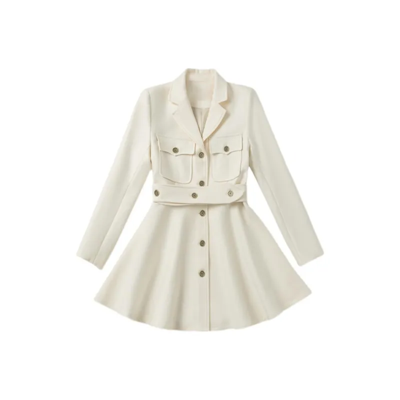 DEAR DEER PUFF Long Sleeved Dresses Women's White-0