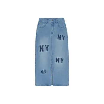 MLB New York Yankees Denim Long Skirts Women's Light Blue