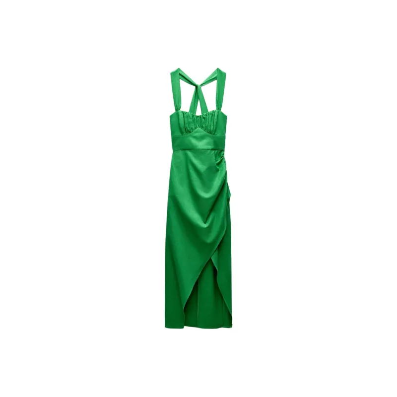 ZARA Slip Dresses Women's Green-0