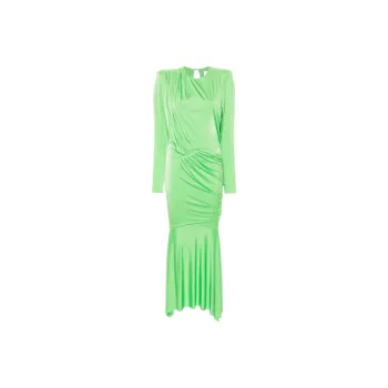 Alexandre Vauthier Pleated Satin Maxi Dress