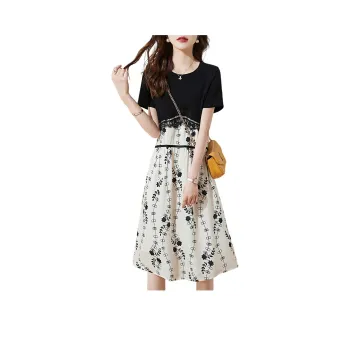 Mo Han Yi Mei Short Sleeved Dresses Women's Black White