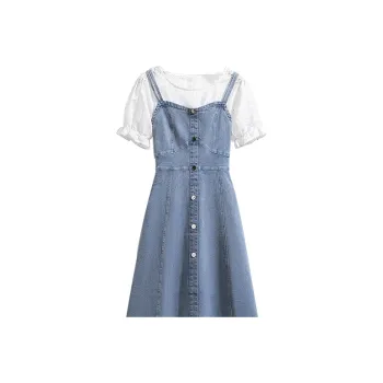 HUINIAN Short-Sleeved Dresses Women's Light Blue