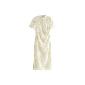 FANSILANEN Short Sleeved Dress Women's Misty Green Of Jiangnan