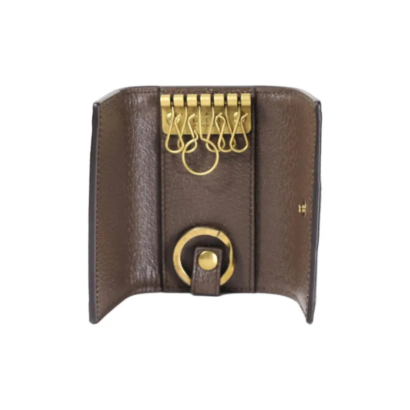 GUCCI Leather Key Pouch Men's Green & Red-2