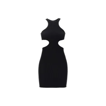 REINA OLGA Halter Neck-Out Ribbed Dress