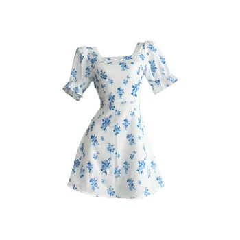 KYKW Short Sleeved Dress Women's White Floral