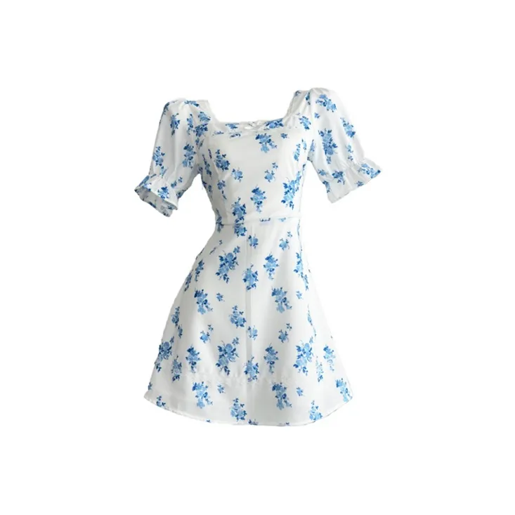 KYKW Short Sleeved Dress Women's White Floral-0