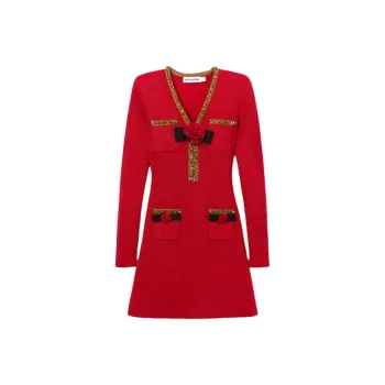 Self portrait Textured Knit Corsage Mini Dress