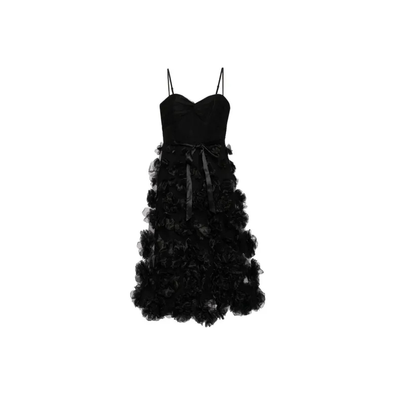 Marchesa Notte Floral appliqué Tulle Midi Dress-0