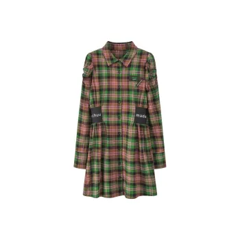 CHUU Long Sleeved Dresses Women's Pink Plaid