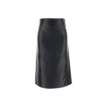 'S MAX MARA Leather Long Skirts Women's Black