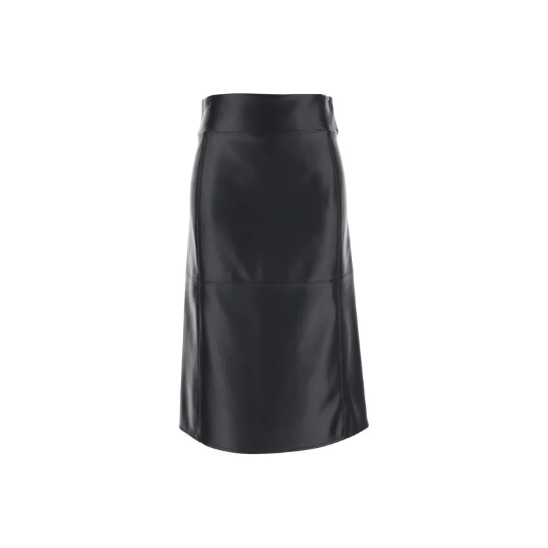 'S MAX MARA Leather Long Skirt Women's Black-0