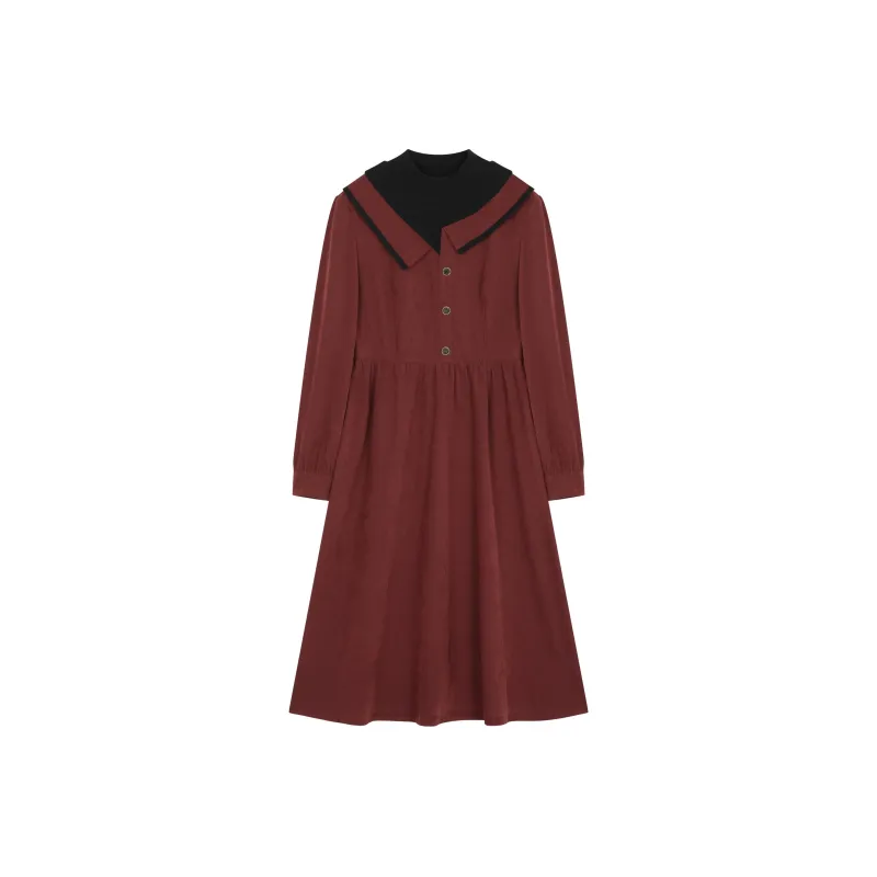 XWI Long Sleeved Dresses Women's Burgundy-0