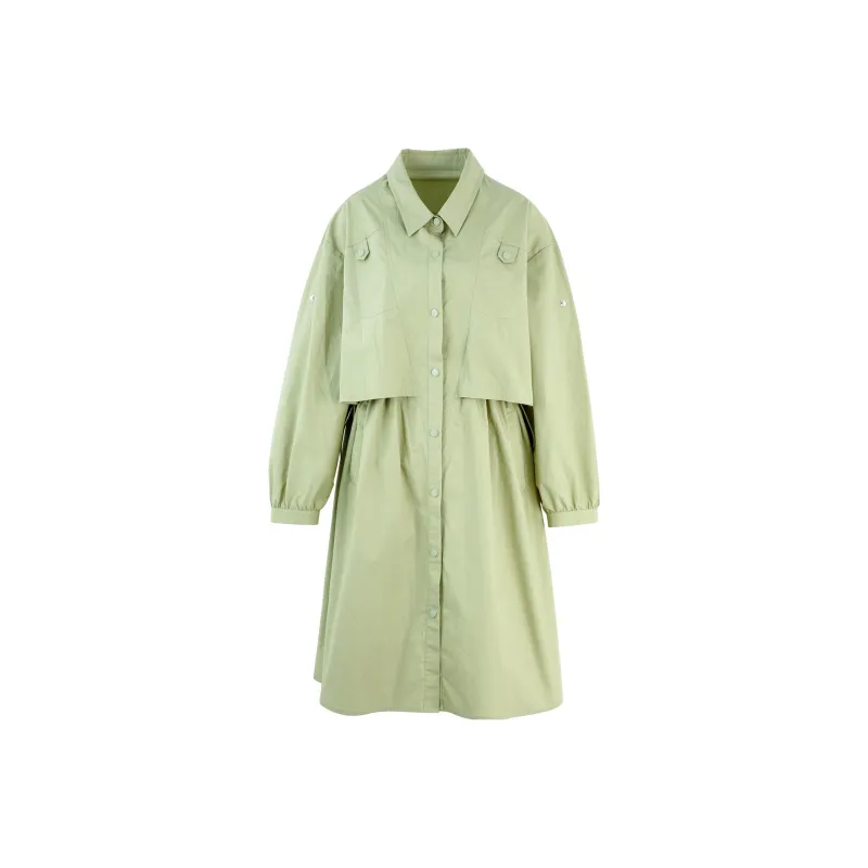 BASIC HOUSE Long-Sleeved Dresses Women's Green-0