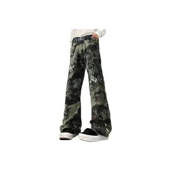 BENGEN Jeans Unisex Green Camouflage