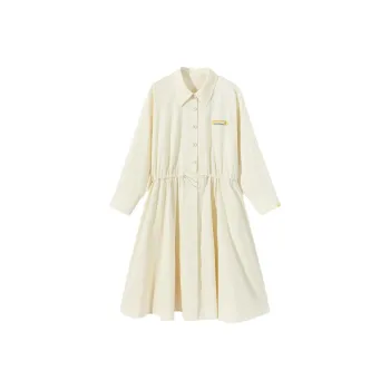 EICHITOO Long Sleeved Dress Women's Beige Yellow