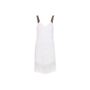 BALMAIN Chain Strap Lurex Tweed Mini Dress