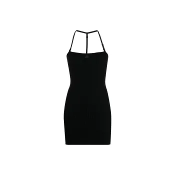 COURREGES Logo patch Ribbed knit Minidress