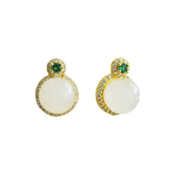 Jade Ink Love Earrings White Jade Women's