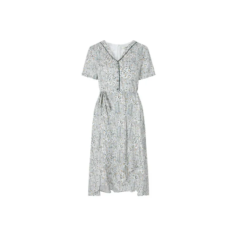 JZ Juzui Short-Sleeved Dresses Women's Floral Light Green-0