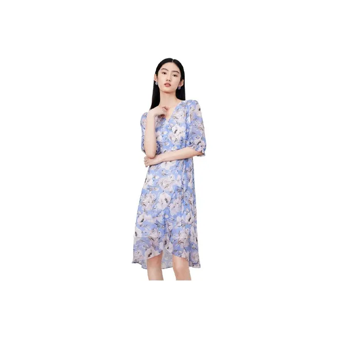 JZ Juzui Short-Sleeved Dresses Women's Floral Purple-0