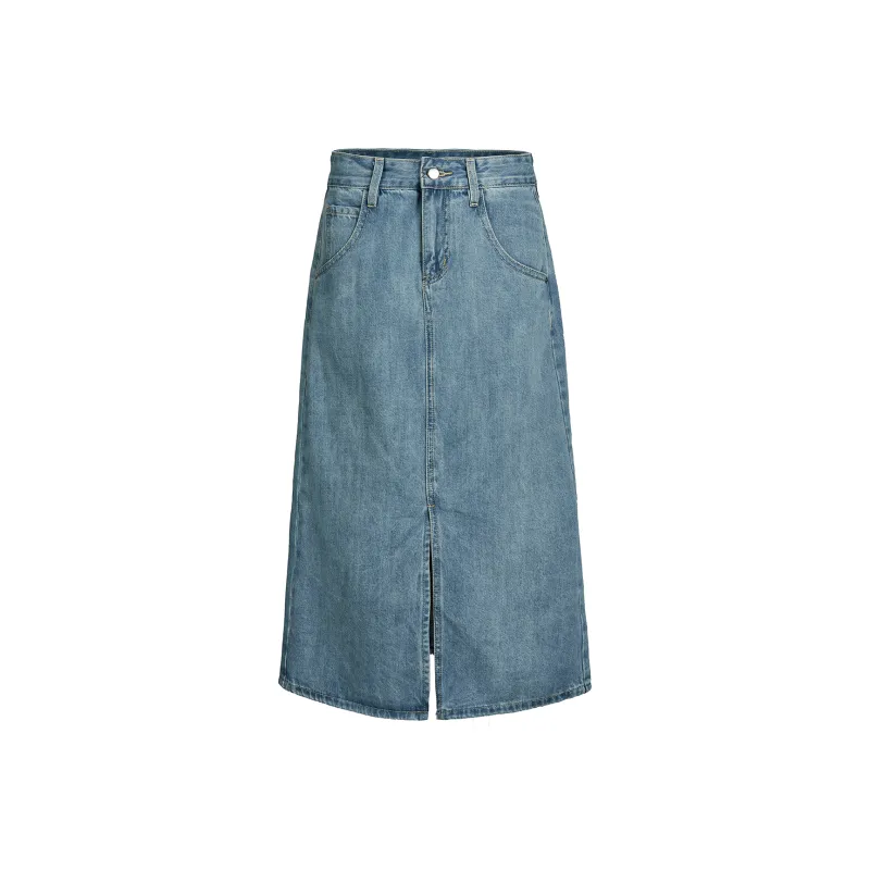 MTHE Denim Long Skirts Women's Dark Blue-4