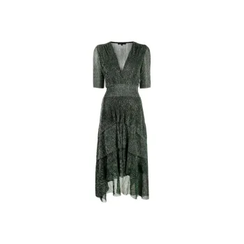 Maje Metallic-threading Ruffled Midi Dress