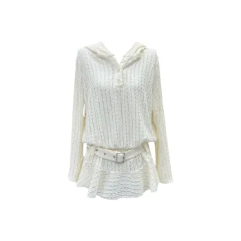 FLIM Long Sleeved Dresses Women's Mist White