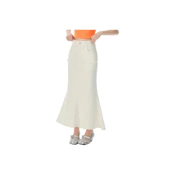 LCEVHZ'S Denim Long Skirt Women's Beige Apricot