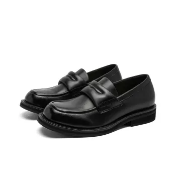 KUNGFUDEER Loafers Men Black