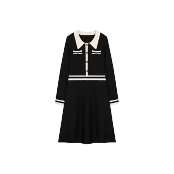 Mo Han Yi Mei Long Sleeved Dress Women's Black