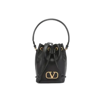 Valentino Sheepskin Bucket Bag Handbag Mini Women's Black