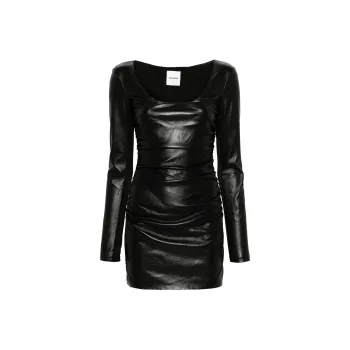 NANUSHKA Panelled Ruched Faux-Leather Mini Dress