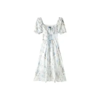 PUREIDOL Short Sleeved Dresses Women's Blue Floral