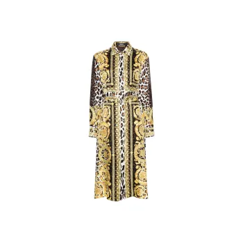 VERSACE Wild Barocco Foulard Long Sleeved Shirt Dress