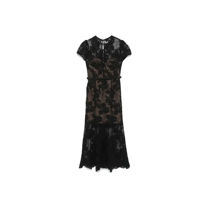 Self portrait Lace overlay Midi Dress-0