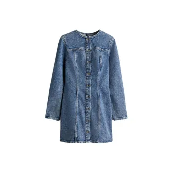 H&M Long Sleeved Dresses Women's Light Denim Blue