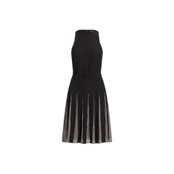 Polo Ralph Lauren Belted Double-Faced Georgette Dress Sleeveless Dress Women's Black