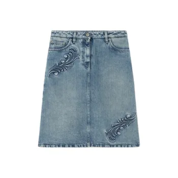 VERSACE Barocco Knee Length Denim Skirt