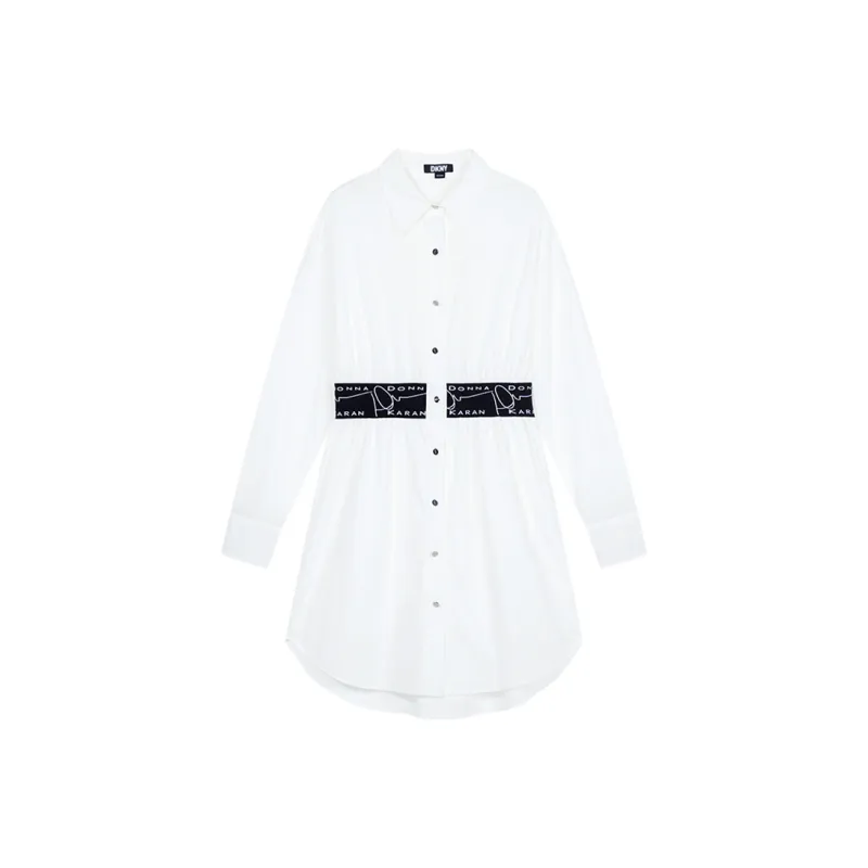 DKNY Long Sleeved Dress Women's White-0