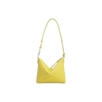 LOEWE Puzzle Fold Cow Leather Shoulder Bag Women's Yellow