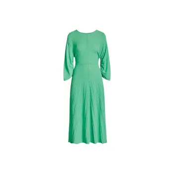 SCANLAN THEODORE Pleated Rib Sunray Dress Long-Sleeved Dresses Women's Pale Emerald Green