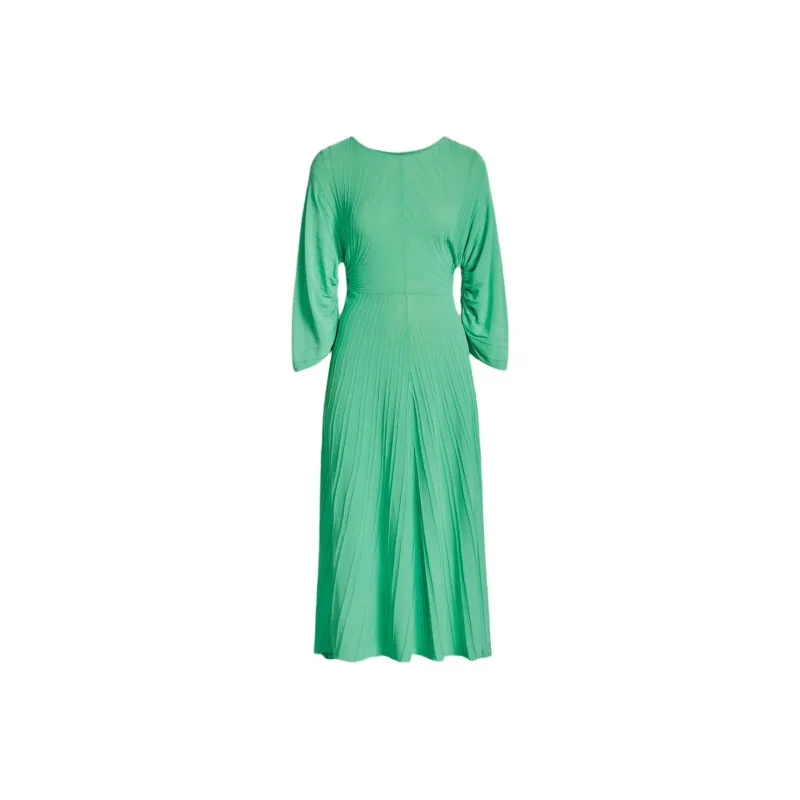 SCANLAN THEODORE Pleated Rib Sunray Dress Long-Sleeved Dresses Women's Pale Emerald Green-0