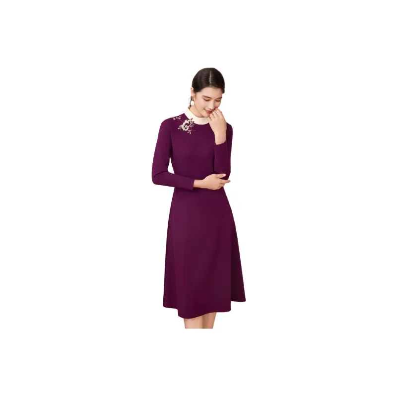 BBLLUUEE Long Sleeved Dress Women's Begonia Purple-0