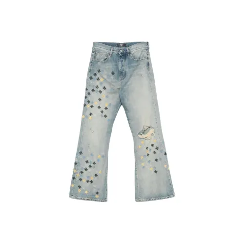 AMIRI Ma Quad Embroidered Flare Jeans 'Antique Indigo'