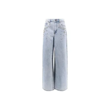 Self-portrait Embellished Wide Leg Jeans