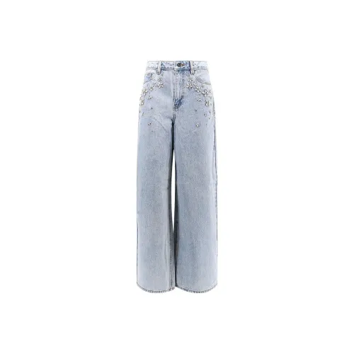 Self-portrait Embellished Wide Leg Jeans