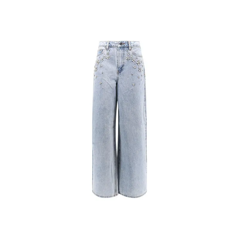 Self portrait Embellished Wide Leg Jeans-0