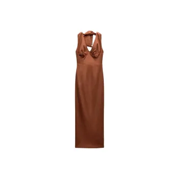 ZARA Sleeveless Dress Women's Burgundy